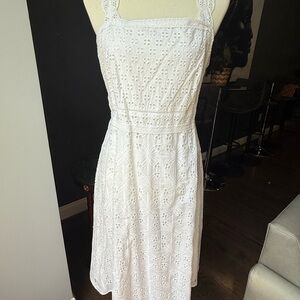 Ann Taylor White Eyelet Midi Dress